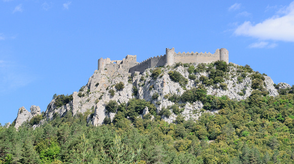 The Château de Puilaurens is one of the Cathar castles in the commune of Lapradelle-Puilaurens in the Aude département. The castle is located above the Boulzane Valley and the villages of Lap, France.